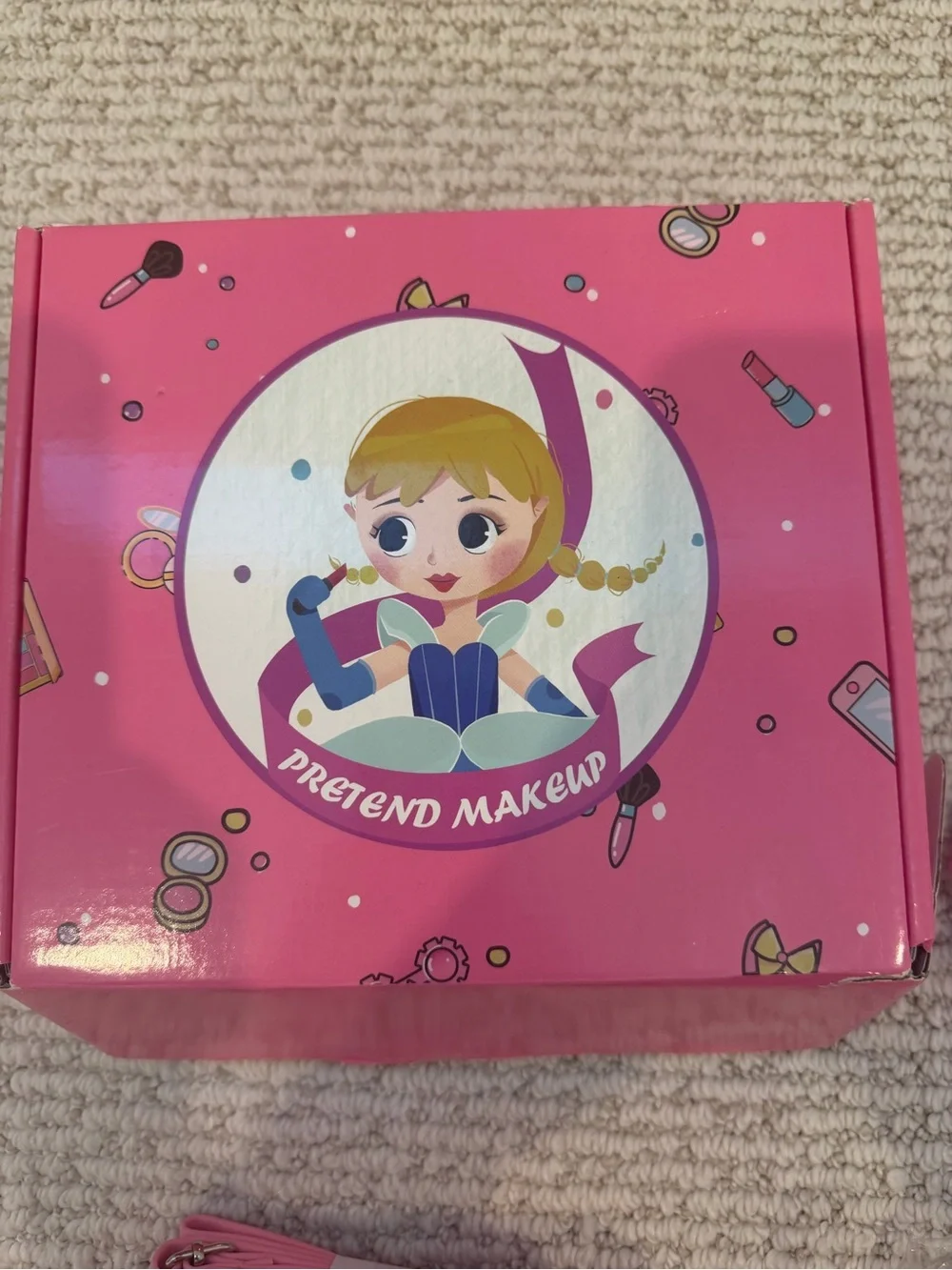 Kids Pink Pretend Makeup & Accessory Set with Bunny Purse